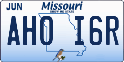 MO license plate AH0I6R