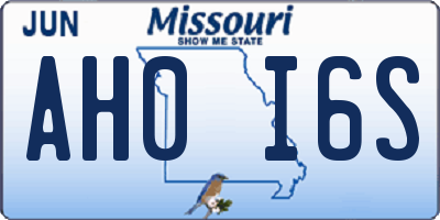 MO license plate AH0I6S