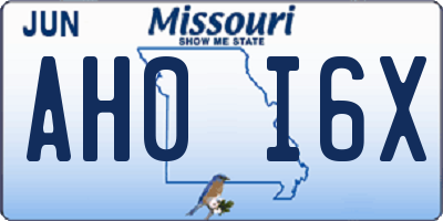 MO license plate AH0I6X
