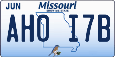 MO license plate AH0I7B