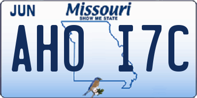 MO license plate AH0I7C