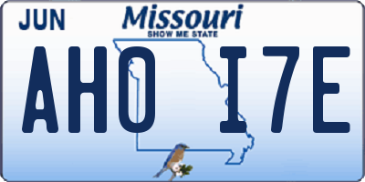 MO license plate AH0I7E