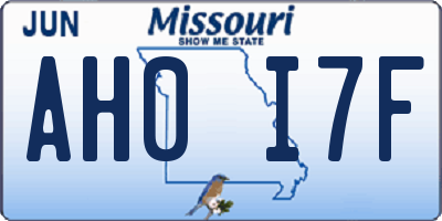 MO license plate AH0I7F