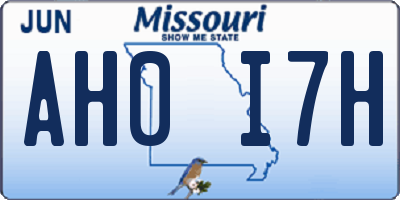 MO license plate AH0I7H