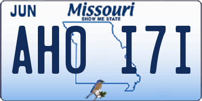 MO license plate AH0I7I