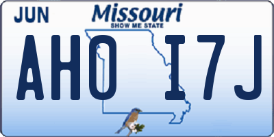 MO license plate AH0I7J