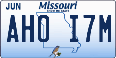 MO license plate AH0I7M