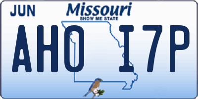 MO license plate AH0I7P