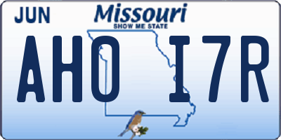 MO license plate AH0I7R