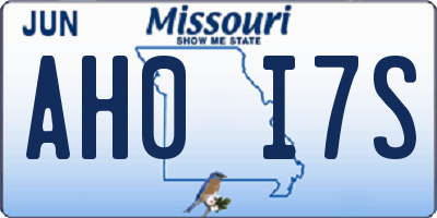 MO license plate AH0I7S