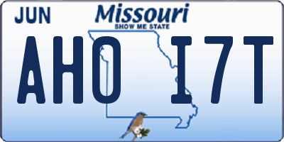 MO license plate AH0I7T