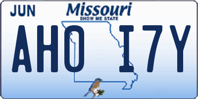 MO license plate AH0I7Y