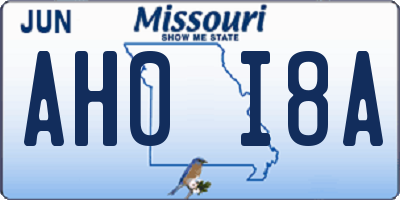 MO license plate AH0I8A