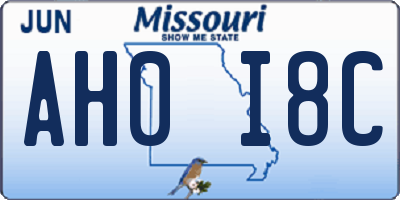 MO license plate AH0I8C