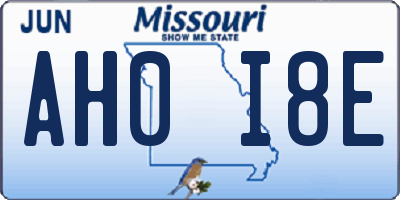 MO license plate AH0I8E