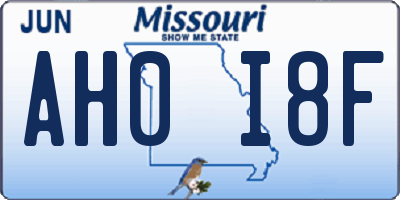 MO license plate AH0I8F