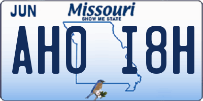 MO license plate AH0I8H