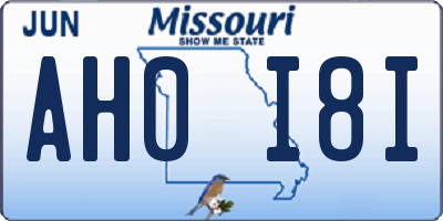 MO license plate AH0I8I