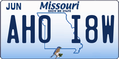 MO license plate AH0I8W