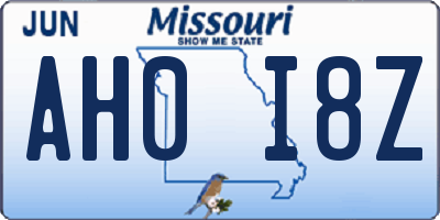 MO license plate AH0I8Z