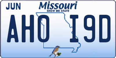 MO license plate AH0I9D