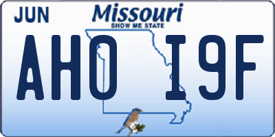 MO license plate AH0I9F
