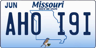 MO license plate AH0I9I