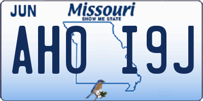 MO license plate AH0I9J