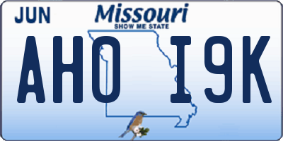 MO license plate AH0I9K