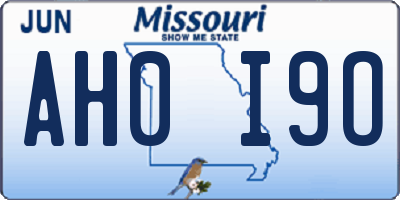 MO license plate AH0I9O