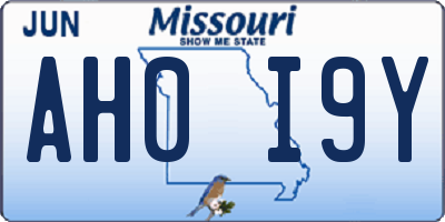 MO license plate AH0I9Y