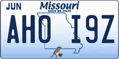 MO license plate AH0I9Z