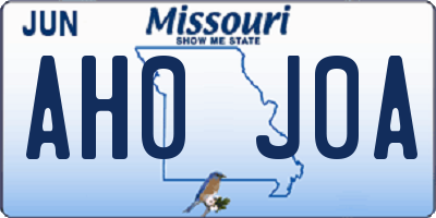 MO license plate AH0J0A