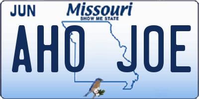 MO license plate AH0J0E