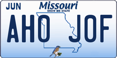 MO license plate AH0J0F