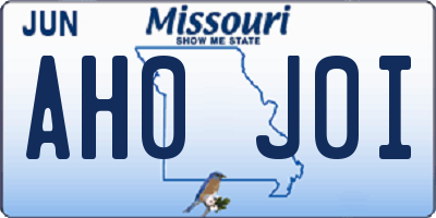 MO license plate AH0J0I