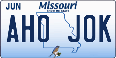 MO license plate AH0J0K