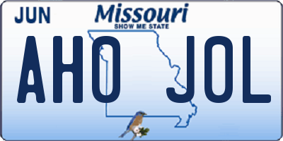 MO license plate AH0J0L