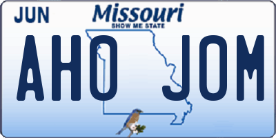 MO license plate AH0J0M