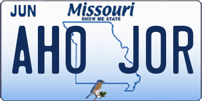 MO license plate AH0J0R