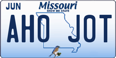 MO license plate AH0J0T