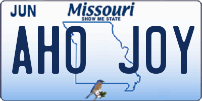 MO license plate AH0J0Y