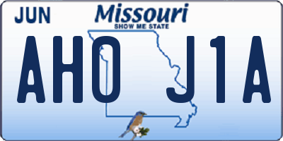 MO license plate AH0J1A