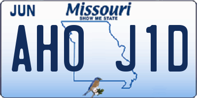 MO license plate AH0J1D