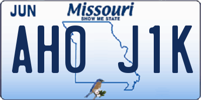 MO license plate AH0J1K
