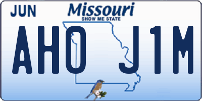 MO license plate AH0J1M