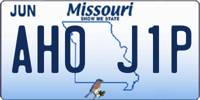 MO license plate AH0J1P