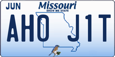 MO license plate AH0J1T