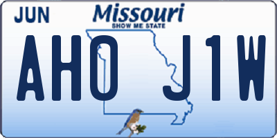 MO license plate AH0J1W