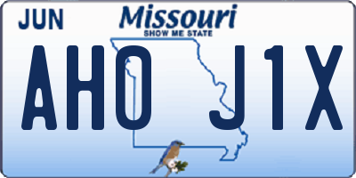 MO license plate AH0J1X